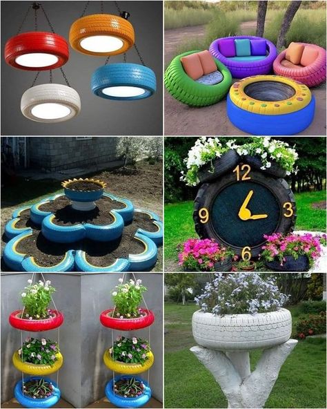 Old Tyres, Diy Christmas Snowflakes, Reuse Old Tires, Tire Garden, Tire Planters, Snow Flakes Diy, Old Tires, Creative Gardening, Christmas Table Decorations