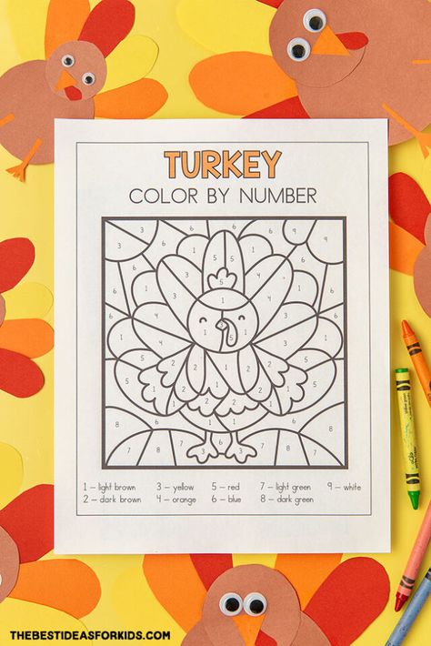 Color by Number Turkey Turkey Color By Number, Color By Number Thanksgiving, Thanksgiving Color By Number, Turkey Activity, Turkey Coloring Pages, Thanksgiving Activities For Kids, Thanksgiving Color, Coloring Sheets For Kids, Crafts For Boys