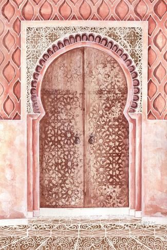 size: 18x12in Art Print: Moroccan Streets Tiled Entrance by Yvette St. Amant : Middle Eastern Tiles, Moroccan Office Decor, Moroccan Frame, Morrocan Patterns, Tiled Entrance, Morrocan Doors, Moroccan Window, Pretty Doors, Cob Homes