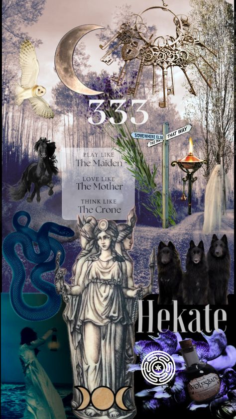 #hekate #witch #mother #crone #maiden #snake #cerberus #underworld #wallpaper #quotes #333 #crossroads #hecate #mythology Underworld Wallpaper, Maiden Mother Crone, Hecate Goddess, Witch Spell Book, Witch Spell, Cross Roads, Bullet Journal Art, Season Of The Witch, Witchy Woman