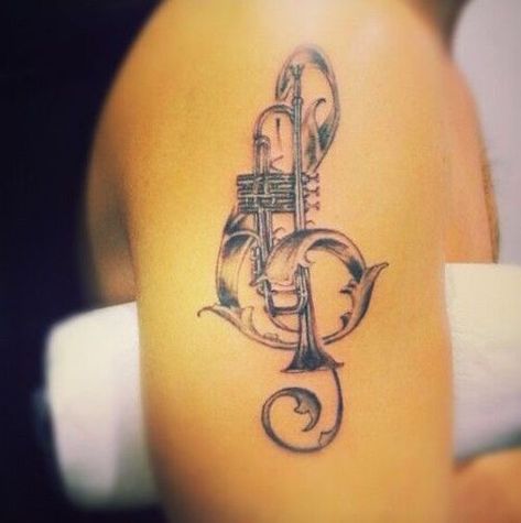 10 Truly Great Trumpet Tattoo Ideas - Tattoo.com Trumpet Tattoo, Music Tattoo Sleeves, Tattoo Music, Music Tattoo Designs, Music Drawings, Disney Tattoo, Music Tattoo, Music Tattoos, Friend Tattoos