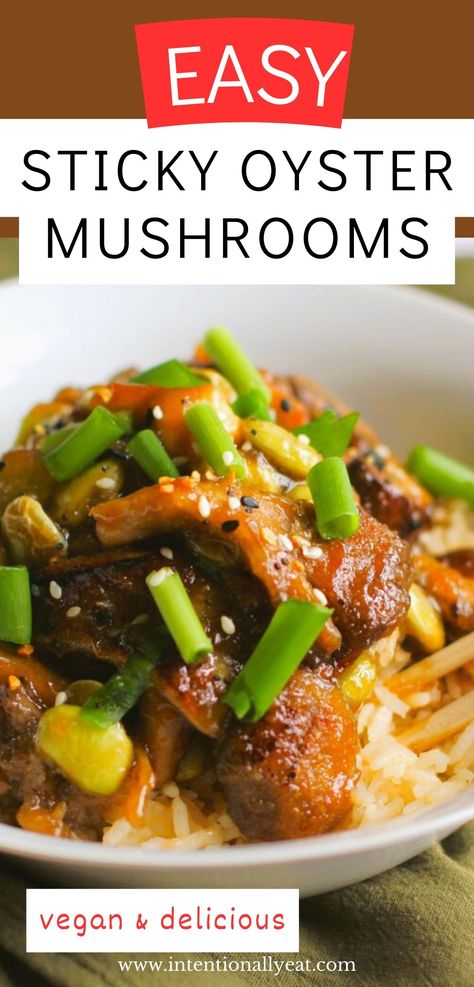 Easy Sticky Sesame Oyster Mushroom Recipe - Intentionally Eat Black Pearl Mushroom Recipe, Italian Oyster Mushroom Recipe, Recipes With Oyster Mushrooms, Black Oyster Mushroom Recipe, Reishi Mushroom Recipe, Vegan Oyster Mushroom Recipes, Golden Oyster Mushroom Recipe, Oyster Mushrooms Recipes, Pink Oyster Mushroom Recipe