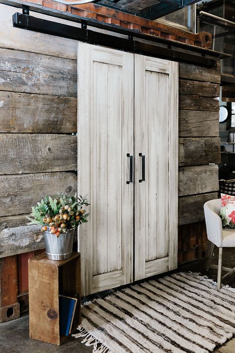 Our Favorite Double Sliding Barn Doors | Rustica Rustic Closet Doors Bedrooms, Antique Barn Doors In The House, Sliding Barn Doors In The House, Double Closet Door Ideas, Barn Doors For Closet, Barn Door Ideas Interior, Barn Doors In The House, Farm Doors, French Barn Doors