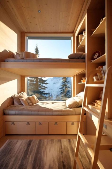 Cozy Cabin Bedroom, Bunkie Ideas, Small Modern Cabin, Rustic Decor Ideas, Log Cabin Living, Jade Design, Log Cabin Ideas, Small Log Cabin, Cosy Interior