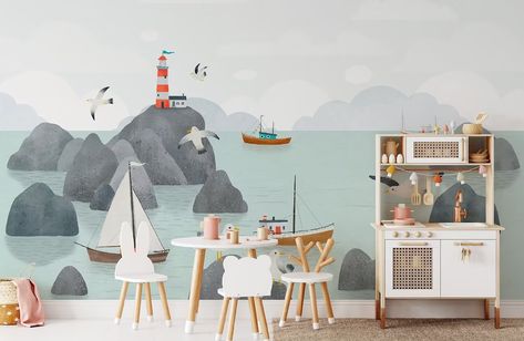 This Murals item by innovativestencils has 150 favorites from Etsy shoppers. Ships from United States. Listed on 17 Jul, 2023 Coastal Baby Room, Lighthouse Mural, Nautical Mural, The Sea Wallpaper, Rangement Art, Seaside Wallpaper, Kids Bedroom Wallpaper, Sea Wall Decor, Kindergarten Wallpaper