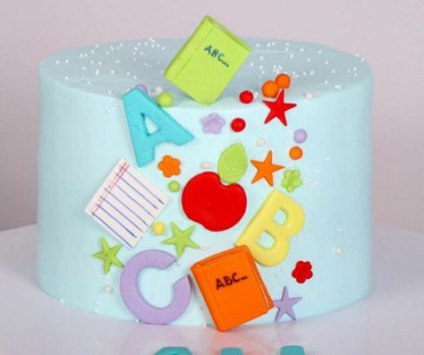 Abc Cake Birthday, Cake For Kindergarten, School Theme Birthday Cake, Pre K Graduation Cake, Graduation Cake Preschool, Preschool Graduation Cake, Kindergarten Graduation Cake, Dentist Cake, Kindergarten Graduation Party