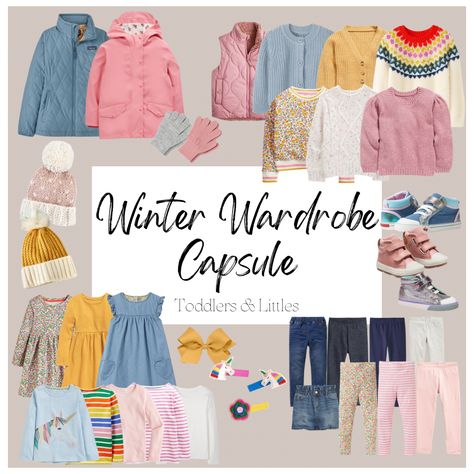 Kids Winter Capsule Wardrobe, Toddler Capsule Wardrobe Girl, Outfit Ideas For Cold Weather, Winter Wardrobe Capsule, Kids Capsule Wardrobe, Capsules Wardrobe, Holiday Capsule Wardrobe, Fall Winter Capsule Wardrobe, Outfits For Kids