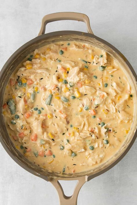 Chicken Pot Pie Cream Cheese, Creamy Chicken Pot Pie Casserole, Pie Cream Cheese, Creamy Chicken Pot Pie, Pot Pie Casserole, Chicken Pot Pie Filling, Pepperidge Farm Puff Pastry, Chicken Pot Pie Casserole, Puff Pastry Crust