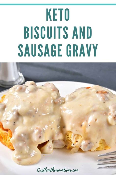 Keto Biscuits And Gravy, Biscuits And Sausage Gravy, Biscuits And Sausage, Healthy Biscuits, Low Sugar Diet Recipes, Biscuits Gravy, Low Carb Biscuit, Keto Biscuits, Sausage Gravy