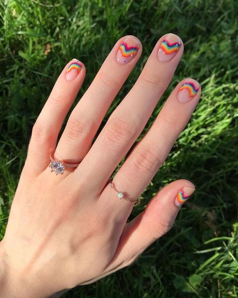 Nails Rainbow, Rainbow Nail, Minimal Nails Art, Mens Nails, Nails Pretty, Subtle Nails, Edgy Nails, Minimal Nails, Nails Only