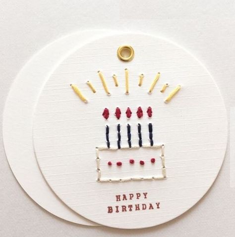 Embroidered Birthday Cards, Embroidered Paper, Embroidered Photo, Birthday Card Drawing, Finger Knitting, Card Drawing, Paper Embroidery, 자수 디자인, Sewing Embroidery Designs