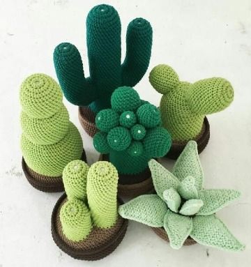 imagenes de como hacer cactus a crochet Cactus En Crochet, Crochet Succulent, Cactus Craft, Crochet Garden, Crochet Cactus, Crochet Plant, Haken Baby, Crochet Diy, Crochet Flower Patterns