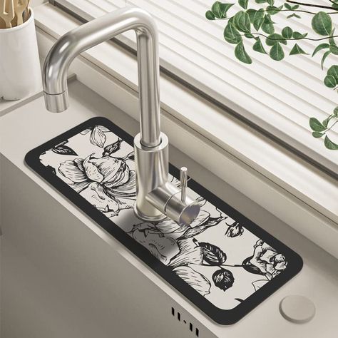 PRICES MAY VARY. 【Faucet Draining Mat】Every time you use the faucet, water collects on the countertop under the handle?Try this fantastically styled draining pad. This sturdy, flexible Dish Drying Mats stays in place, drains well, and keeps the countertop dry!!!!! 【Powerful Absorbency】Because the material has sufficient absorbency, water on a typical countertop is often completely absorbed within seconds. 【Anti-Slip】The back of the draining mat has a rectangular textured finish that allows for a Faucet Mat, Sink Protector, Bilik Mandi, Sink Mats, Fantasy Style, Bathroom Countertop, Stil Boho, Diatomaceous Earth, Table Pads