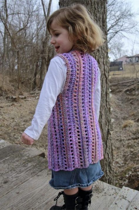 Brandywine Falls Vest Size 2/4 T, child vest crochet pattern, free crochet vest pattern, vest crochet pattern Crochet Vest Patterns, Easy Crochet Vest, Crochet Vest Pattern Free, Diy Crochet Sweater, Brandywine Falls, Vest Patterns, Sweater Tutorial, Patterns For Kids, Vest Pattern Free