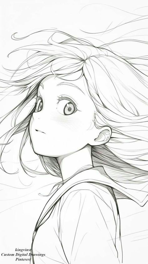 A Drawing Of A Girl, How To Draw Anime, Drawing Hair Tutorial, Vw Art, 얼굴 드로잉, Anime Drawing Books, Animation Art Sketches, Draw Anime, Cartoon Sketches