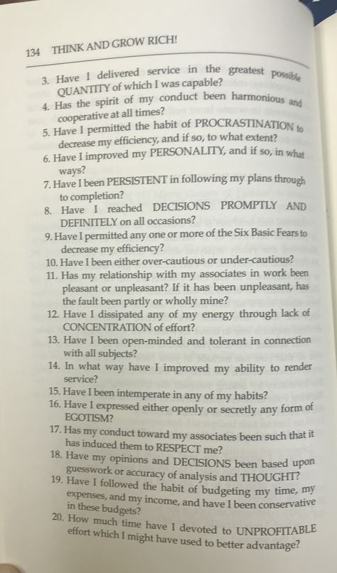 Self-analysis Questionnaire for Personal Inventory 2 of 3  Think & Grow Rich by Napoleon Hill Developing Habits, Self Analysis, Personal Inventory, Efl Teaching, Romantic Couple Images, Think And Grow Rich, Business Skills, Organic Chemistry, Napoleon Hill