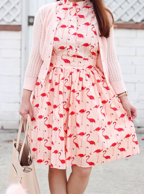 StylishPetite.com | Review: Flamingo Flare Dress Poppy Print Dress, Flamingo Outfit, Flamingo Fashion, Stylish Petite, Flamingo Dress, Scalloped Dress, Flamingo Print, Instagram Outfits, Lifestyle Travel