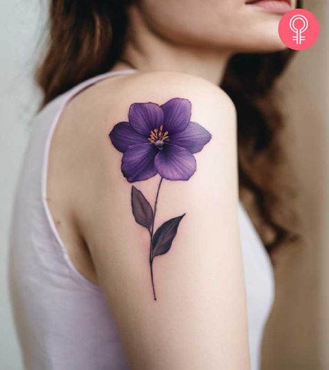 If you are naturally drawn to the calming tones of violet flowers, violet tattoos will help you express your heart on your skin. Check out some designs here. Violet Ankle Tattoo, Violet Flower Tattoo Designs, African Violet Tattoo, Violets Tattoo, Violet Tattoo Flower, Purple Flower Tattoo, Violet Tattoos, Purple Tattoo, Fate Tattoo