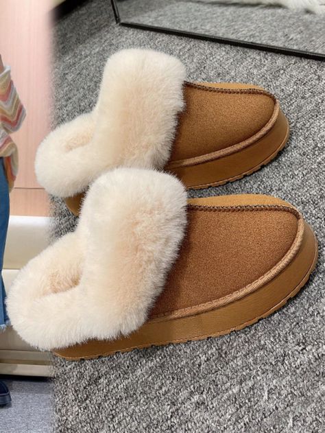 Women's Flat Warm Slippers, Autumn And Winter Snow Boots, Thick-soled Rounded Head Fluff Slipper, Casual Trendy, Thick-soled Loafers, Thick Lining For WarmthI discovered amazing products on SHEIN.com, come check them out! Boot Slippers, Snow Boot, Warm Slippers, Winter Snow Boots, Slipper Boots, Winter Snow, Autumn And Winter, Snow Boots, Womens Flats