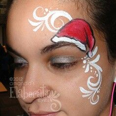 Christmas face paint idea for eye area. Eye Face Painting, Christmas Makeup Simple, Christmas Pic, Christmas Face Painting, Paint Christmas, Star Face, Cheek Art, Face Paints, Face Painting Easy