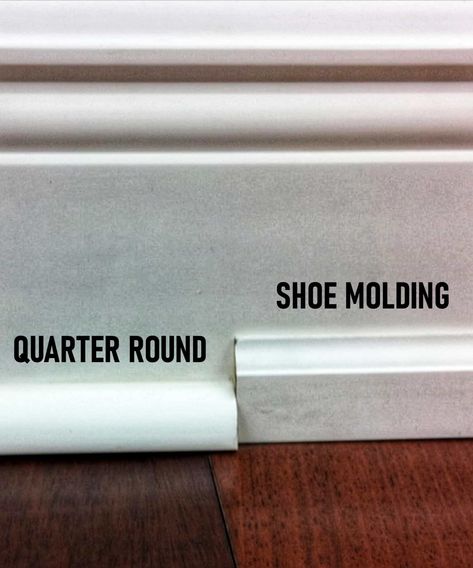 Shoe Molding VS Quarter Round – 7 Things to Know Baseboard Shoe Molding Ideas, Trim Molding Ideas, Wood Baseboard, Modern Trim, Quarter Round Molding, Decorative Molding, Baseboard Trim, Baseboard Molding, Doors And Floors