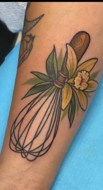 Recipe Tattoo Ideas, Baking Themed Tattoos, Baking Tattoo Ideas, Whisk Tattoo, Deep Tattoos, Baking Tattoo, Cooking Tattoo, E Tattoos, Chef Tattoo