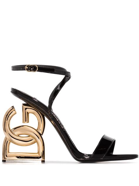 Black leather DG Pop Keira 105mm sandals from DOLCE & GABBANA featuring buckle-fastening ankle strap, single toe strap, branded leather insole and signature DG Pop high heel. | Dolce & Gabbana Pop Keira 105mm sandals Chic High Heels, Dolce Gabbana Shoes, Dolce E Gabbana, Designer Sandals, Sneaker Heels, Sandals Black, Trendy Shoes, Designer Heels, Dolce & Gabbana