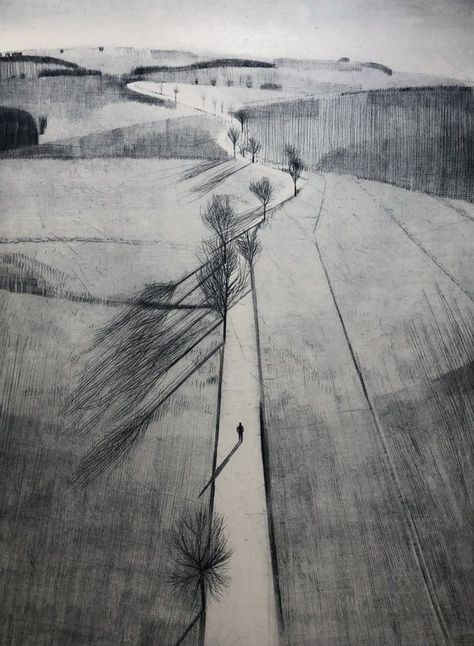 @womensart1 Contemporary Printmaking, Intaglio Printmaking, Drypoint Etching, Trafalgar Square, Grain Of Sand, Woodblock Print, Painting Illustration, Great Artists, Landscape Art