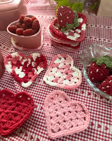 Yarnspirations Valentines Brunch, Crochet Valentine Patterns, Crochet Strawberry, Valentines Patterns, Beginner Crochet Tutorial, Crochet Shop, Crochet Business, Valentines Crochet, Crochet Home Decor