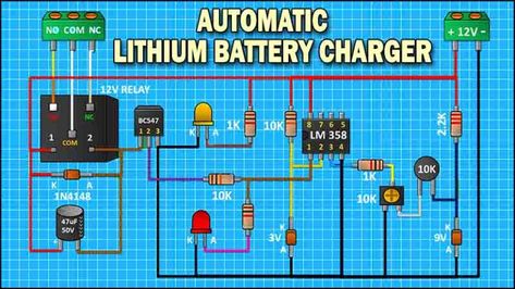 How to Make Automatic Lithium Battery Charger Circuit Diagram Li Ion Battery Charger Circuit, 18650 Battery Charger Circuit, Electrical Engineering Books, Battery Charger Circuit, Automatic Battery Charger, Basic Electronic Circuits, Battery Charger 12v, Diy Amplifier, Electronic Circuit Design