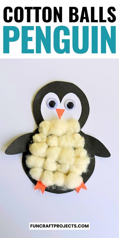 Cotton ball penguin craft is a fun and easy winter activity for kids! Create adorable penguin crafts using soft, fluffy cotton balls in this simple DIY winter project. Perfect for toddlers, preschoolers, and school-age kids, this holiday craft combines creativity and charm. Whether for Christmas crafts or winter animal crafts, this penguin craft idea is great for teaching kids about penguins while making a cute, tactile project. A must-try for family winter crafts or classroom art projects! Cotton Ball Penguin Craft, Preschool Penguin Crafts, Cotton Ball Penguin, Penguin Crafts For Kids, Penguin Crafts Preschool, Winter Activity For Kids, Paper Animal Crafts, Winter Animal Crafts, Fun Craft Projects