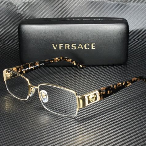 Brand New With Versace Case And Cards! 100% Authentic! Versace Glasses Frames, Versace Medusa Sunglasses, Red Eyeglasses, Pink Eyeglasses, Versace Pink, Versace Eyeglasses, Leather Glasses Case, Stylish Eyeglasses, Gold Glasses