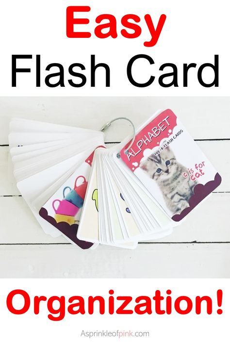 An easy solution to keep all of your flash cards together! Card Organization, Oldest Daughter, Flash Card, Card Organizer, Card Storage, Flash Cards, Monopoly Deal, To Learn, Flash