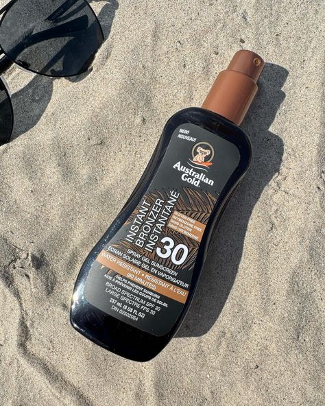 Get beach-ready with Australian Gold SPF 30 Spray Gel Bronzer! 🌞🌊 This amazing-smelling sunscreen offers SPF 30 protection and a hint of bronzer to keep your skin glowing. #BeachReady #BronzedBeauty #AustralianGold Australian Gold, Skin Glowing, Beach Ready, Bronzer, Sunscreen, Your Skin, Spray, Skin, Gold