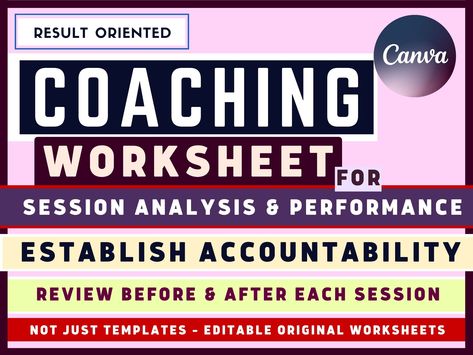 NOT Just a TEMPLATE - 5 Pages Canva Editable Document with Real Content Coaching helps people stay on track and be successful in achieving various Goals, and so as this worksheet keeps Coaches on Track Before & After each Session! This Coaching Session Analysis & Evaluation worksheet is like a form filled by coaches after each session and reviewed before each session. This Form also helps Coaches to Evaluate client's performance and their OWN Session Performance BEFORE and AFTER after each Sessi Coaching Questions, Coaching Session, Human Resource Development, Employee Handbook, Spiritual Coach, Executive Coaching, Coaching Tools, Planning And Organizing, Stay On Track