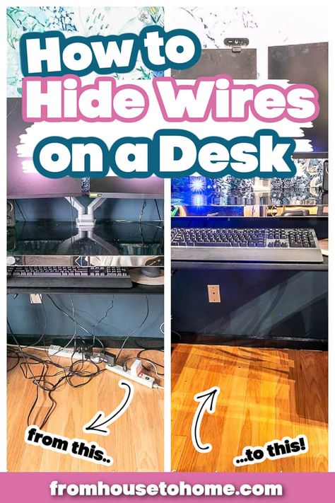 Cable Management Ideas, Hide Computer Cords, Cable Management Diy, Hide Electrical Cords, Cable Management Desk, Desk Cable Management, Hidden Desk, Cord Hider, Hide Cords