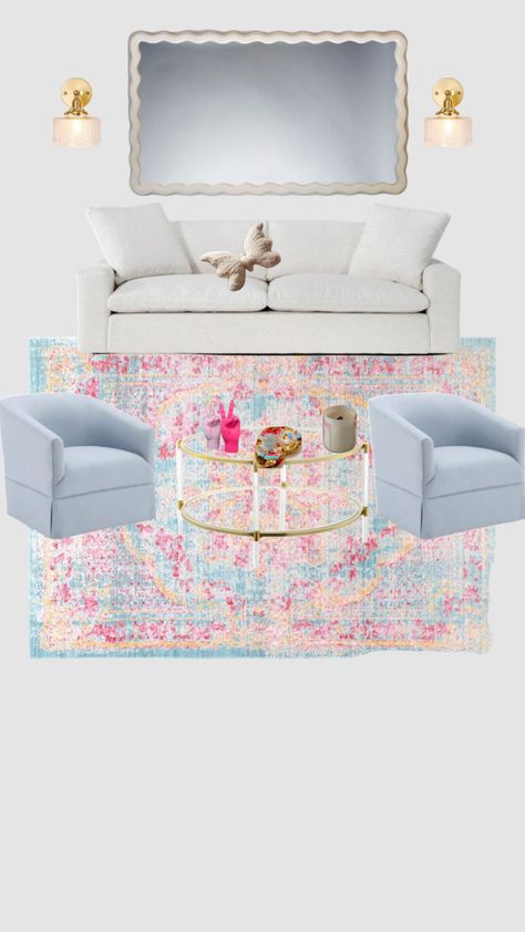 Preppy Area Rug, Girly Living Room Ideas Apartments, College House Decor Living Room, Hang Out Room Ideas, Preppy Living Room Decor, College Living Room Ideas, College Living Room, Preppy Apartment Decor, Girly Living Room