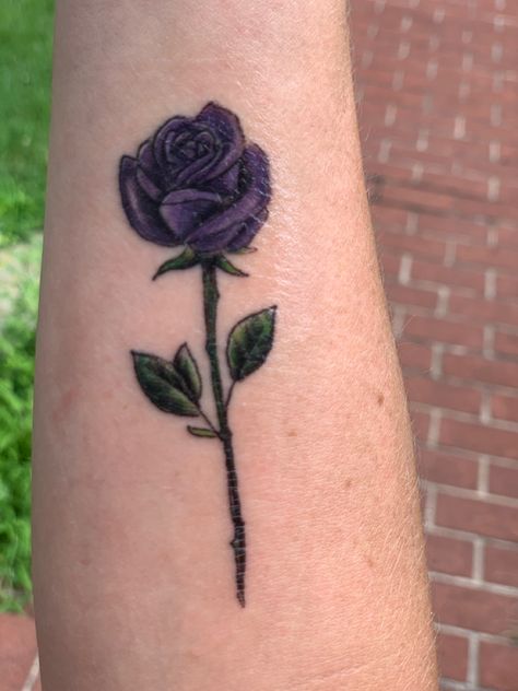 Rose Tattoo On Forearm, Purple Rose Tattoo, Purple Rose Tattoos, Rose Tattoo Forearm, Tattoo On Forearm, Arm Tattoos, Purple Rose, Forearm Tattoos, Rose Tattoos