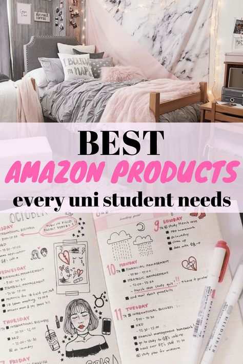 Products from Amazon every uni student needs #uni #fresher #dorm University Room Decoration, University Checklist, Uni Hacks, Uni Room Ideas, Uni House, University Room, Uni Bedroom, Uni Essentials, University Rooms