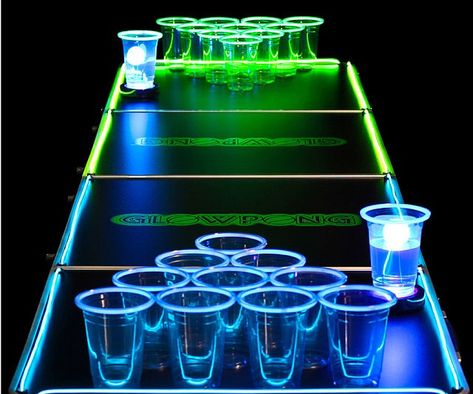 glow-in-the-dark-beer-pong-game Pong Game, Fun Drinking Games, Dark Beer, Beer Pong Tables, Teen Party, Glow Party, Neon Party, Party Animal, Beer Pong