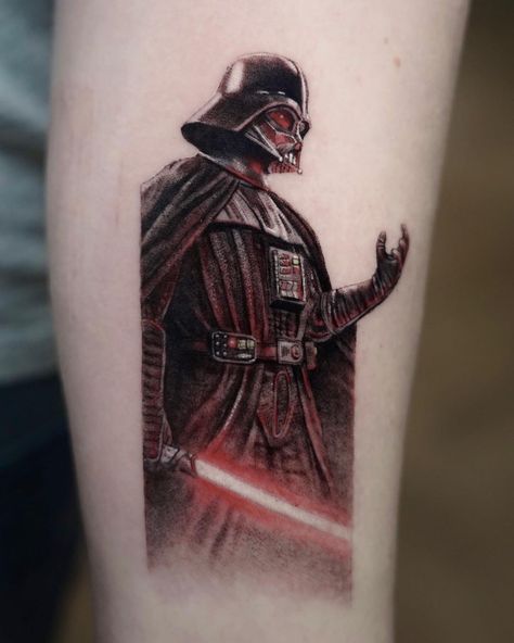 Star Wars Prequels Tattoo, Star Wars Tattoo Anakin, Star Wars Sleeve Tattoo, Anakin Tattoo, Darth Vader Tattoo Design, Mandalorian Tattoo, Vader Tattoo, Star Wars Tattoo Sleeve, Darth Vader Tattoo