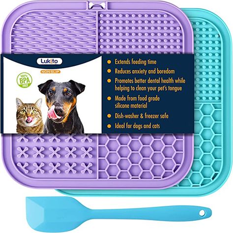 ❤️🐶🐱【77 Super Suctions】: The back of this licking mat is equipped with 77 high-strength suction cups, which can be well fixed on various walls or glass, refrigerators. It is a good distraction toy for pet bathing grooming and dog nail trimming. ❤️🐶🐱【Slow Feeder Mat for Dogs & Cats】: Four different textured surfaces design is prefect for spreadable treats, such as cream cheese, yoghurt, peanut butter and so on. It is a peanut butter mat for dogs to extend the feeding time and aid digestion. T Peanut Butter For Dogs, Dog Enrichment, Dog Nails, Cat Training, Pet Feeder, Dog Feeding, Pet Grooming, Pet Supplies Dog, Dog Supplies