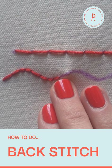 Back Stitch Tutorial Video, How To Do A Backstitch, Backstitch Embroidery Pattern, Embroidery Back Stitch Tutorial, Hand Embroidery Back Stitch Designs, Hand Sewing Back Stitch, How To Back Stitch Embroidery, How To Do A Back Stitch, How To Backstitch By Hand