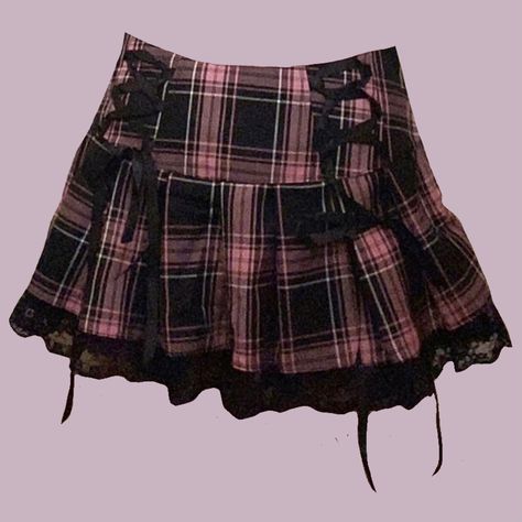 Grunge Clothing Png, Skirt Png Aesthetic, Plaid Skirt Png, Kuromi Skirt, Kuromi Aesthetic Outfit, Aesthetic Clothes Png, Skirt Png, Kawaii Skirt, Black Plaid Skirt