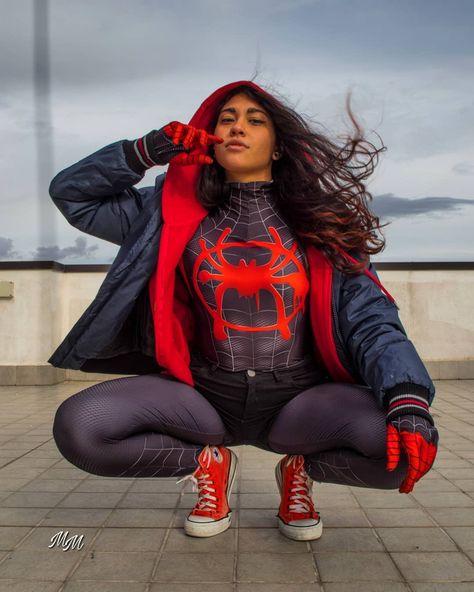 Miles Morales Style, Girl Spiderman Costume, Killer Halloween Costumes, Female Spiderman, Miles Morales Cosplay, Spider Girl Costume, Miles Morales Costume, Spiderman Girl, Spiderman Outfit