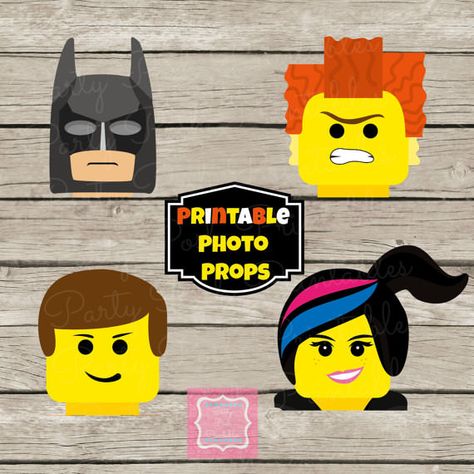 Lego Minifigure Printable Mask for Photo Booth – Tip Junkie Movie Photo Booth, Lego Photo Booth, Batman Printables, Lego Movie Birthday, Lego Movie Party, Minecraft Cakes, Printable Lego, Lego Film, Robotics Club