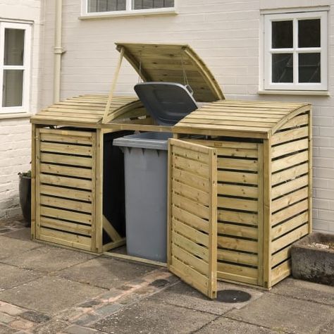 Rowlinson 8 x 3ft Large Timber Triple Wheelie Bin Storage | Wickes.co.uk Triple Bin Store, Triple Wheelie Bin Storage, Wheelie Bin Storage, Wooden Garden Storage, Diy Garden Decor Projects, Bin Shed, Bin Storage, Bin Store, Plastic Sheds