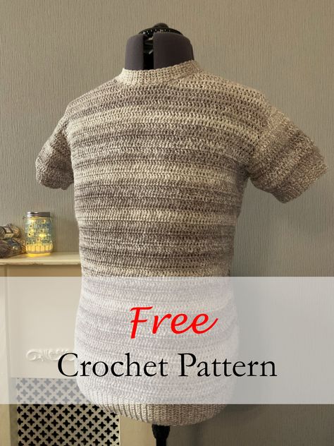 Free Menswear Crochet T Shirt Pattern with pdf and video tutorial #crochet #menswear #freecrochetpattern #freecrochet #freepattern #tshirt #tee Crochet T Shirt Pattern, Crochet Shirt Free Pattern, Crochet Shirt Pattern, Mens Shirt Pattern, Crochet T Shirt, Crochet Tee, Crochet Cardigan Pattern Free, Crochet Men, Crochet Sweater Pattern Free