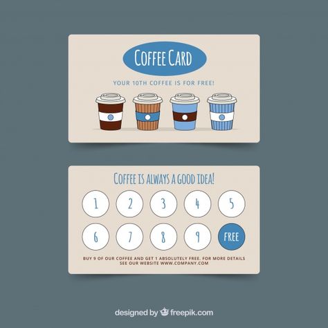 Discover thousands of free-copyright vectors on Freepik Loyalty Card Coffee, Loyalty Card Design, Big Gift Boxes, Cafe Cards, Loyalty Card Template, Advertising Gifts, Coffee Cards, Shop Illustration, Hand Drawn Lettering