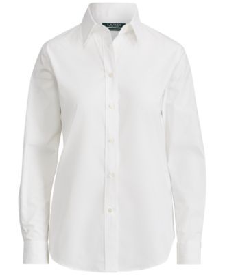 Lauren Ralph Lauren Non-Iron Straight-Fit Shirt - White M White Shirt Women, Lauren White, Mein Style, Button Front Shirt, Shirt Women, Lauren Ralph Lauren, White Shirt, Stretch Cotton, Workout Shirts